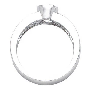 Cubic Zirconia Engagement Ring- The Meredith (0.5 Carat Round Bezel-Style with Channel-Set Accents) - Image 3