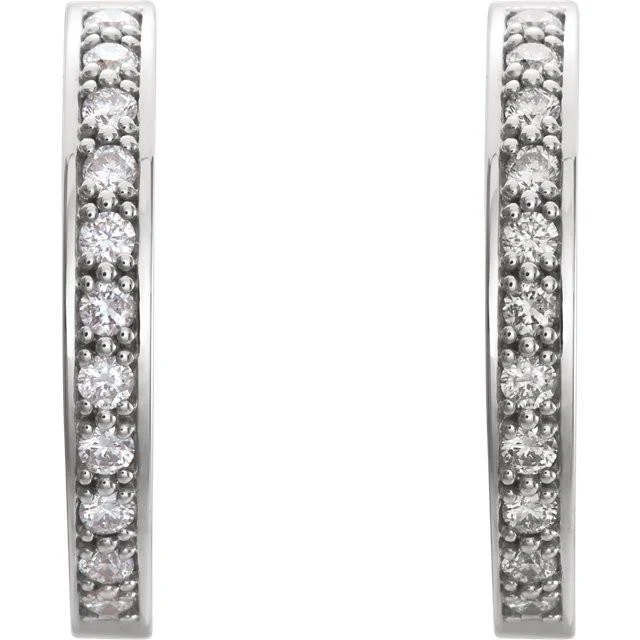 Cubic Zirconia Earrings- 0.80 Carat Round Cut Inside/Outside Hinged Hoop Earring Set - Image 4