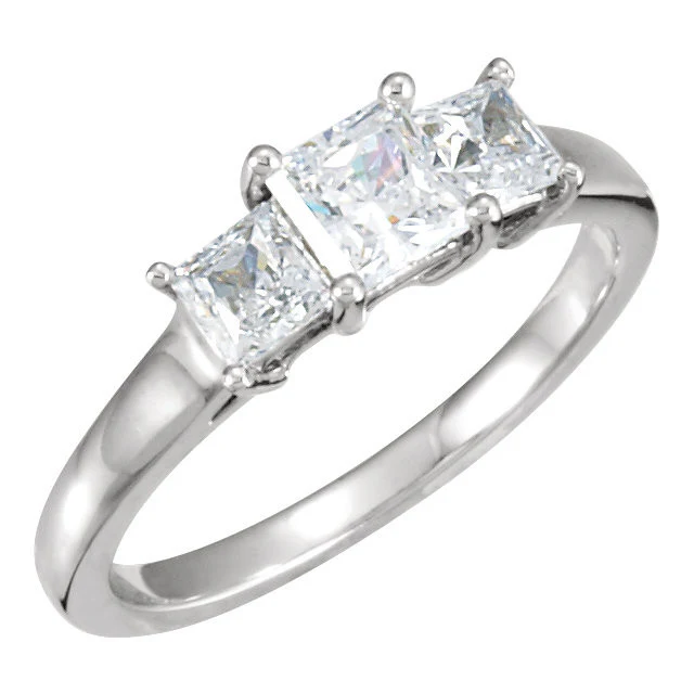 Cubic Zirconia Engagement Ring- The Buffy (0.96 TCW 3-Stone Princess Cut) - Image 3