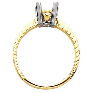 Cubic Zirconia Engagement Ring- The Iris (Round 1.0 CT Solitaire with Hand-Engraved Band and Two-Tone Gold Accents) - Image 4