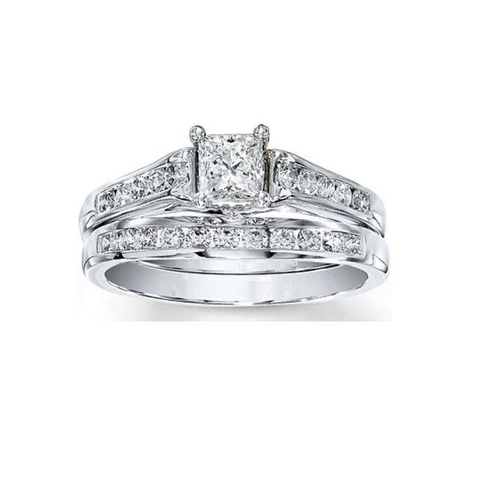 CZ Wedding Set, Style 10-59 feat The Jancy engagement ring (0.5-2.0 CT Princess Center Stone) - Image 3