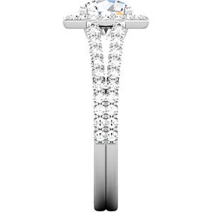 Cubic Zirconia Engagement Ring- The Kristy (1.5 Carat Round Halo-Style with Split-Band Pave) - Image 3