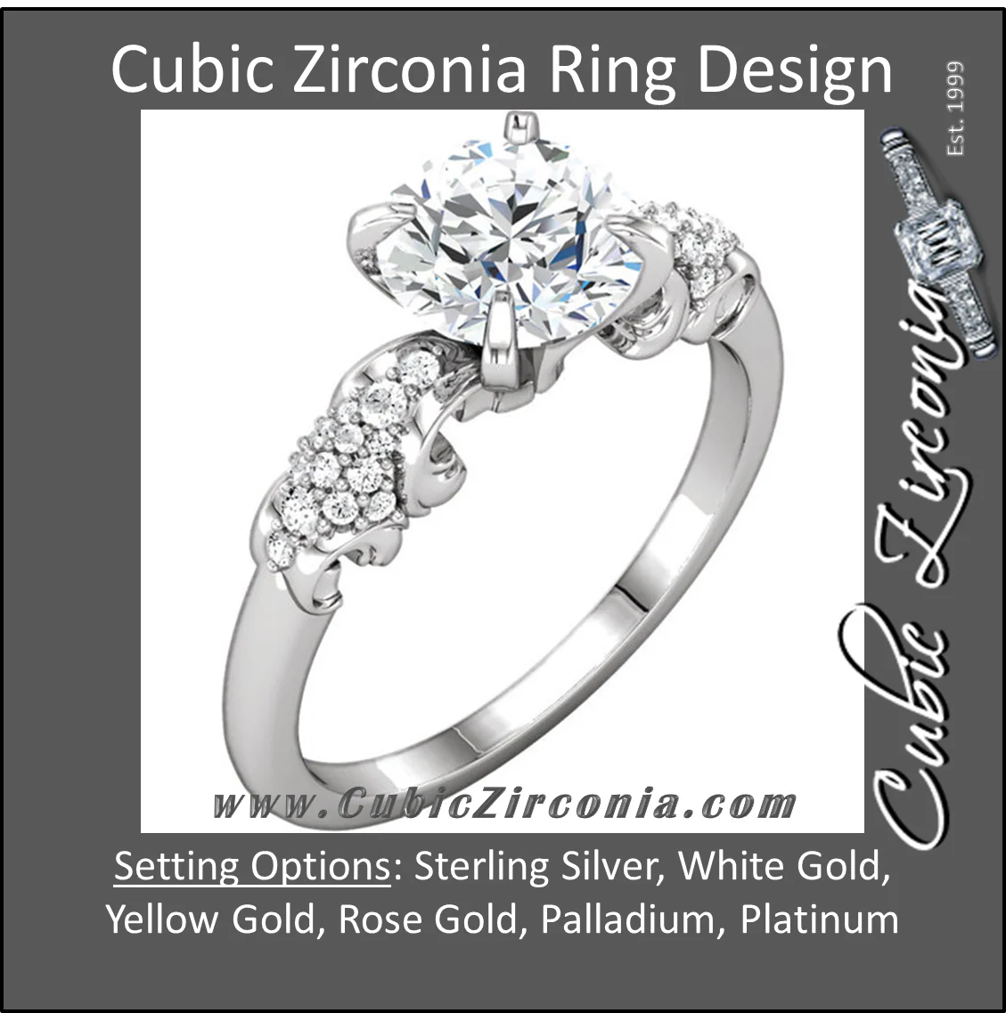 Cubic Zirconia Engagement Ring- The Tamara (1.5 Carat Round Sculptural Grape-Bunch) - Image 2