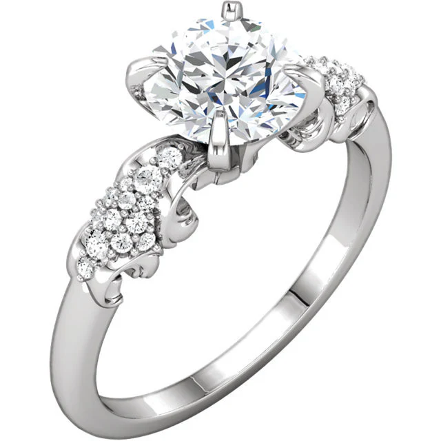 Cubic Zirconia Engagement Ring- The Tamara (1.5 Carat Round Sculptural Grape-Bunch) - Image 3