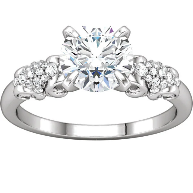 Cubic Zirconia Engagement Ring- The Tamara (1.5 Carat Round Sculptural Grape-Bunch) - Image 5