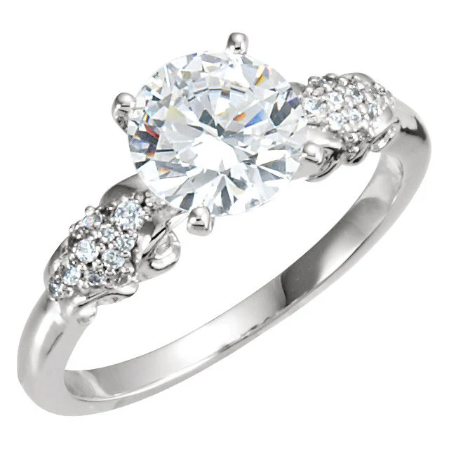 Cubic Zirconia Engagement Ring- The Tamara (1.5 Carat Round Sculptural Grape-Bunch) - Image 7