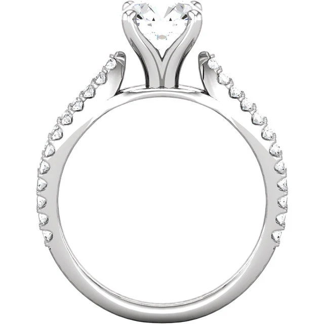 Cubic Zirconia Engagement Ring- The Joy (Customizable Round-Cut with Split-Band Pave) - Image 4