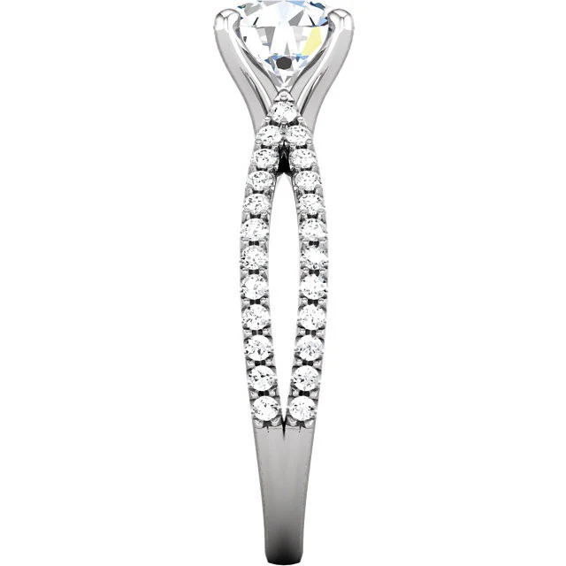 Cubic Zirconia Engagement Ring- The Joy (Customizable Round-Cut with Split-Band Pave) - Image 6
