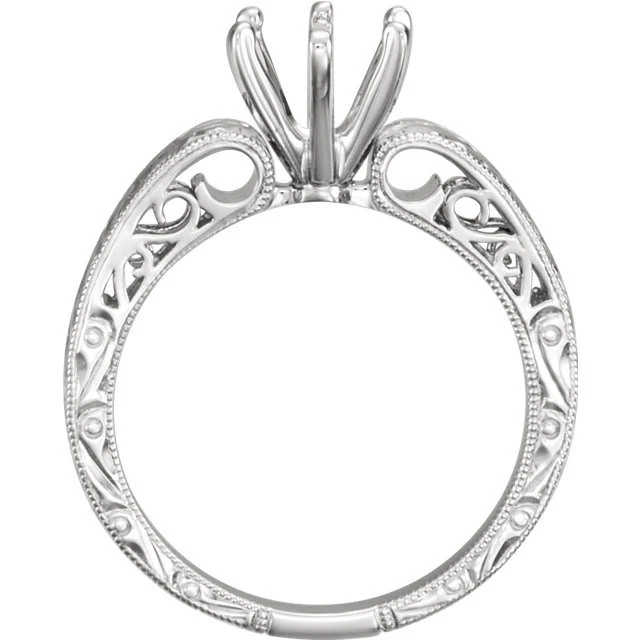 Cubic Zirconia Engagement Ring- The Virginia (Customizable Solitaire with "Fiery" Hand-Engraved Band) - Image 4