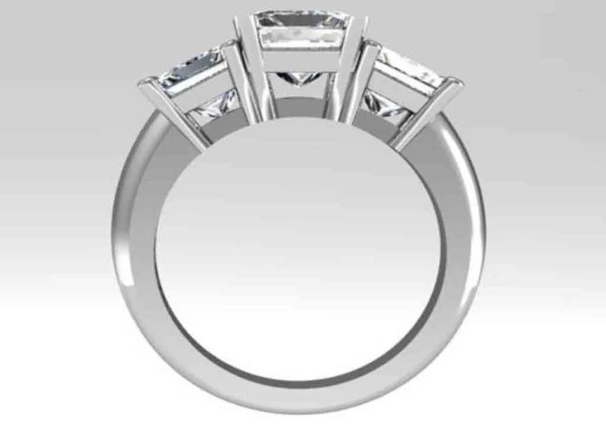 Cubic Zirconia Engagement Ring- The Clara (3 TCW 3-Stone Princess Cut) - Image 3