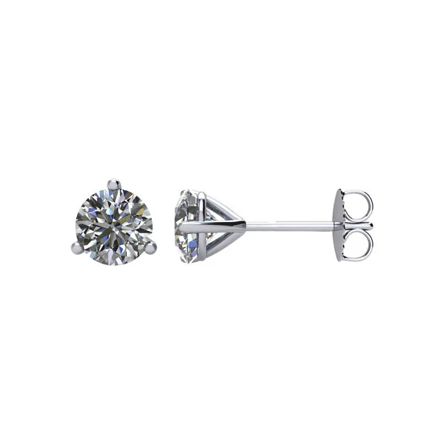 Cubic Zirconia Earrings-  Customizable 3 Prong Round CZ Stud Earring (single earring) - Image 3