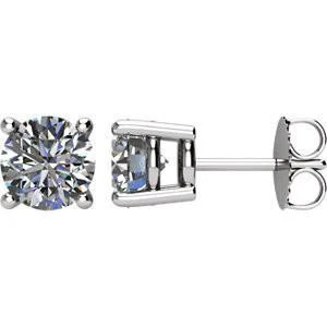 Cubic Zirconia Earrings-  Customizable 4 Prong Round CZ Stud Earring Set With Push Back - Image 3
