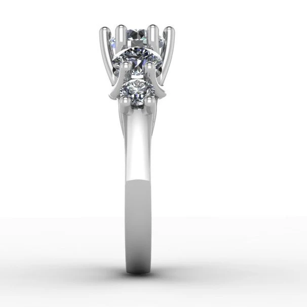 Cubic Zirconia Engagement Ring- 4.5 Carat TCW 5-Stone Round Cut Woven Prongs - Image 3