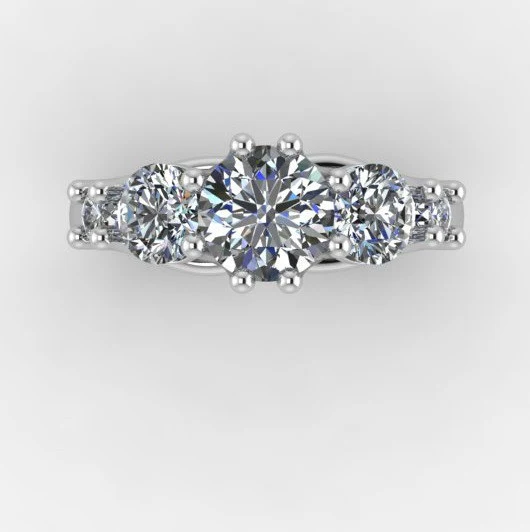 Cubic Zirconia Engagement Ring- 4.5 Carat TCW 5-Stone Round Cut Woven Prongs - Image 5
