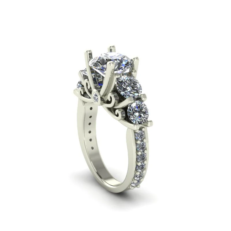 Cubic Zirconia Engagement Ring- The Arwen (5 Stone Woven Prong with band accents) - Image 5