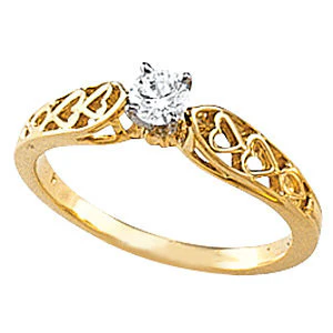 Cubic Zirconia Engagement Ring- The Angelica (0.20 CT Round Stackable Solitaire with Sleek Band and Heart Motif) - Image 3