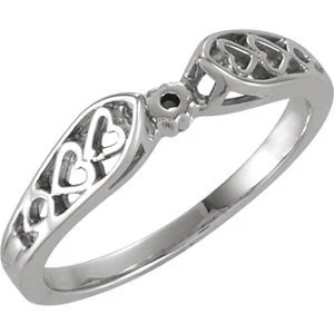 Cubic Zirconia Engagement Ring- The Angelica (0.20 CT Round Stackable Solitaire with Sleek Band and Heart Motif) - Image 5