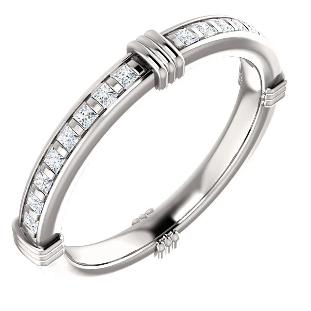 Cubic Zirconia Anniversary Ring, Style 03-94 (Customizable Round or Princess Eternity Band) - Image 5