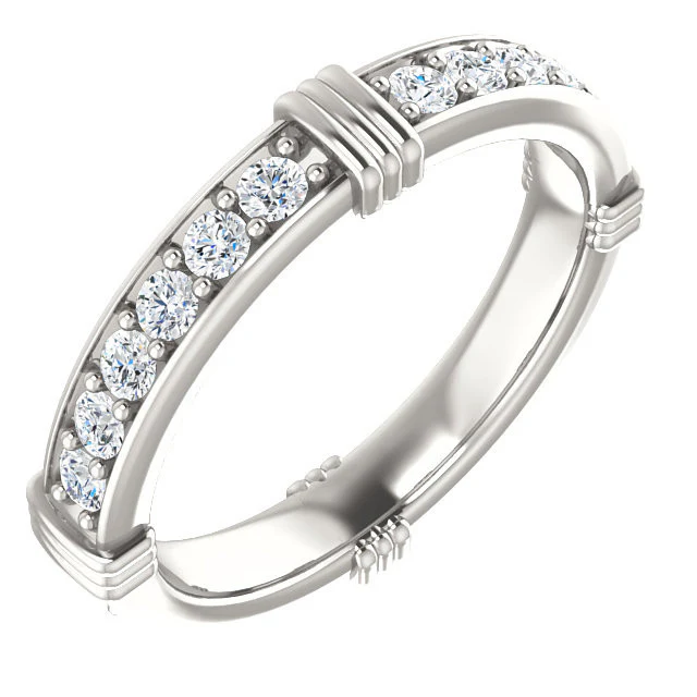 Cubic Zirconia Anniversary Ring, Style 03-94 (Customizable Round or Princess Eternity Band) - Image 6