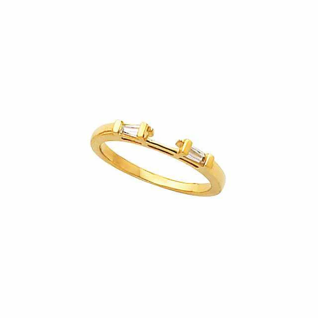 Cubic Zirconia Anniversary Ring Band, Style 108-02 (0.16 TCW Twin Baguettes) - Image 3