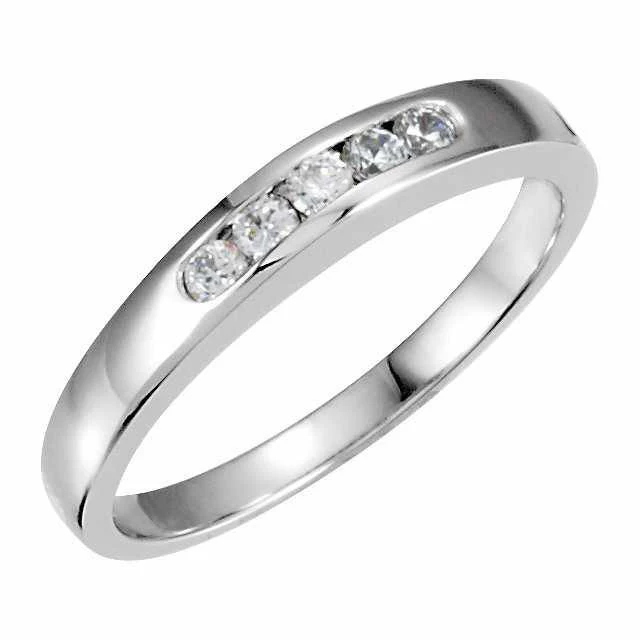 Cubic Zirconia Anniversary Ring Band, Style 120-22 (0.15 TCW Round Channel) - Image 3