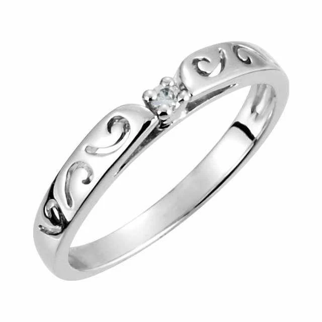 Cubic Zirconia Anniversary Ring Band, Style 121-71 (0.03 TCW Sculpture-inscribed) - Image 3