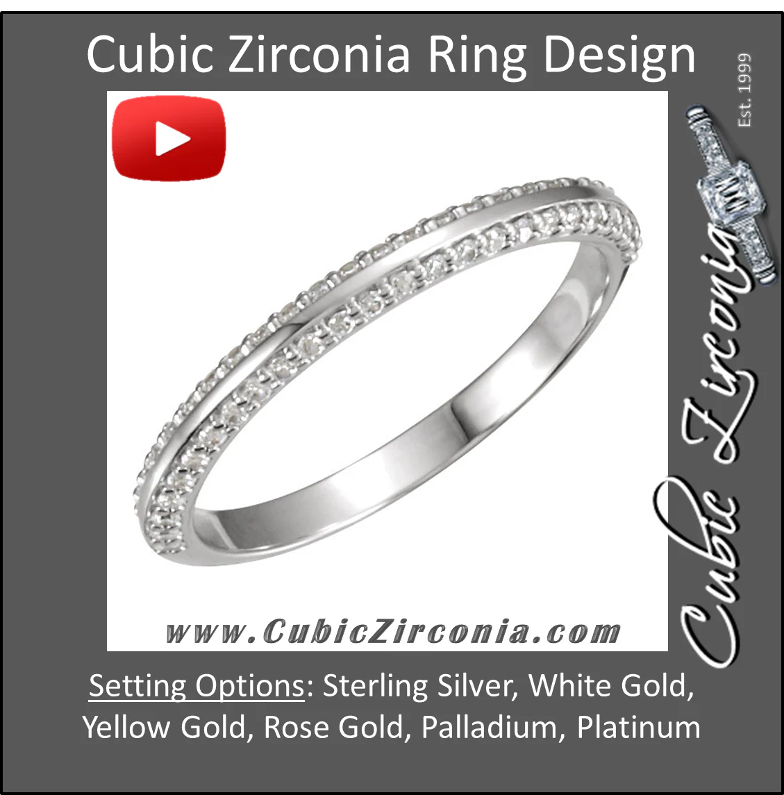 Cubic Zirconia Anniversary Ring Band, Style 121-811 Round Pave (0.25 TCW) - Image 2