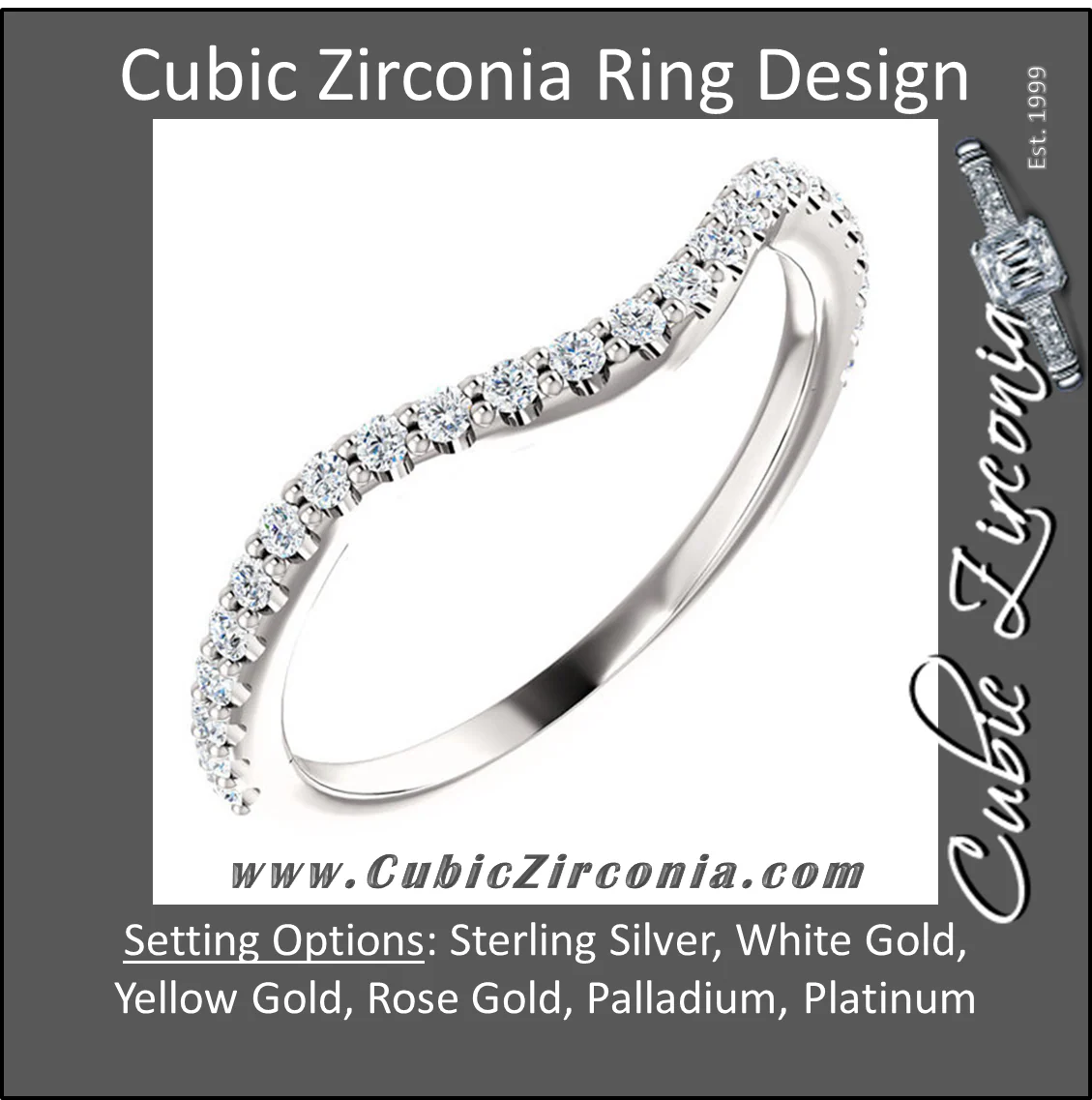 Cubic Zirconia Anniversary Ring Band, Style 122-142 (Kathryn Matching Band) - Image 2