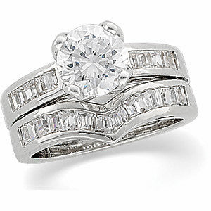 Cubic Zirconia Anniversary Ring Band, Style 05-07 (1.50 TCW V-Shaped Baguette Channel) - Image 3
