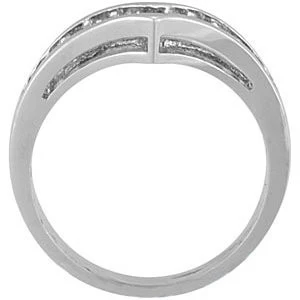 Cubic Zirconia Anniversary Ring Band, Style 05-07 (1.50 TCW V-Shaped Baguette Channel) - Image 4