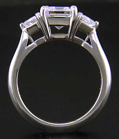 Cubic Zirconia Engagement Ring- The Welden (Cathedral-Set Asscher Cut 3 Stone with 2 Flanking Trillion Accents) - Image 4