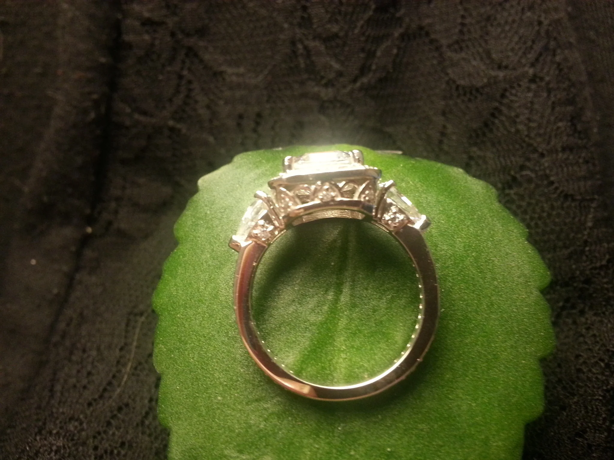 Cubic Zirconia Engagement Ring- The Lori Blue (4.04 Carat TCW Asscher Cut Halo with Pear Cut and Pave Accents) - Image 13