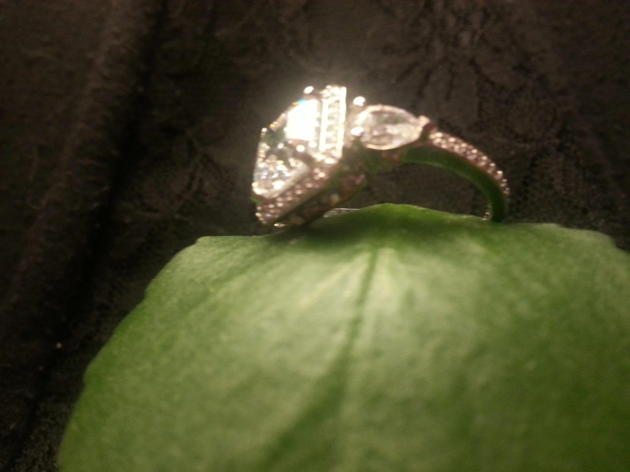 Cubic Zirconia Engagement Ring- The Lori Blue (4.04 Carat TCW Asscher Cut Halo with Pear Cut and Pave Accents) - Image 8