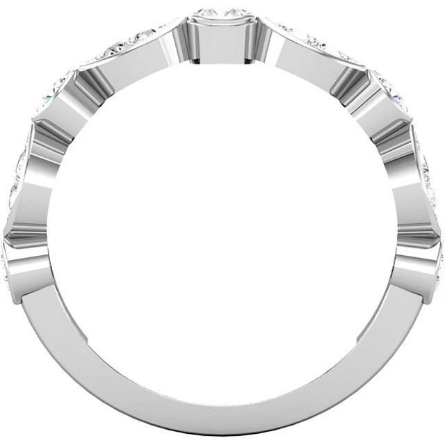 Cubic Zirconia Anniversary Ring Band, Style 121-823 (0.56 TCW Round Bezel Scallop) - Image 3