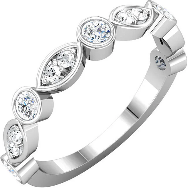 Cubic Zirconia Anniversary Ring Band, Style 121-823 (0.56 TCW Round Bezel Scallop) - Image 5