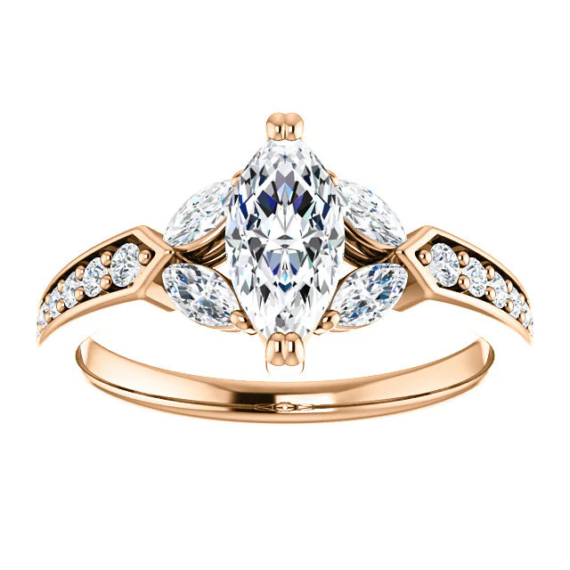 CZ Wedding Set, Style 038 feat The Rosalyn engagement ring (Customizable Round Channel) - Image 11