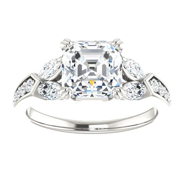 CZ Wedding Set, Style 038 feat The Rosalyn engagement ring (Customizable Round Channel) - Image 12