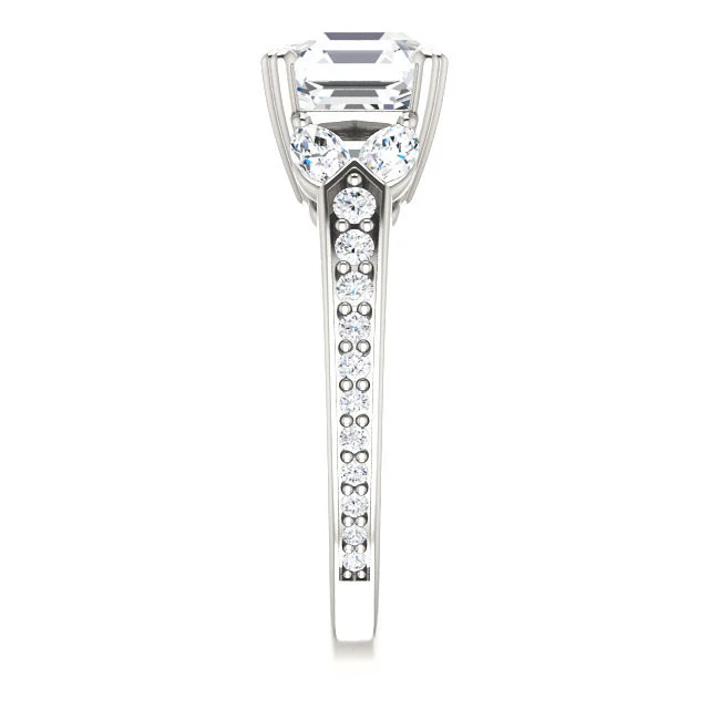 CZ Wedding Set, Style 038 feat The Rosalyn engagement ring (Customizable Round Channel) - Image 14