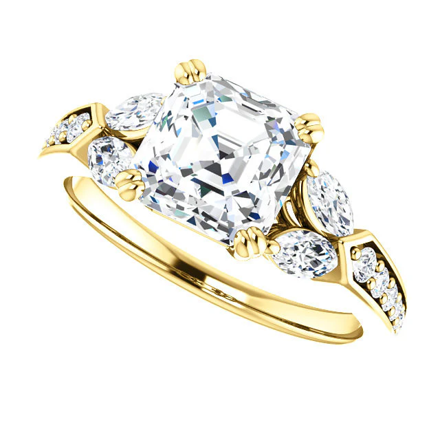 CZ Wedding Set, Style 038 feat The Rosalyn engagement ring (Customizable Round Channel) - Image 16