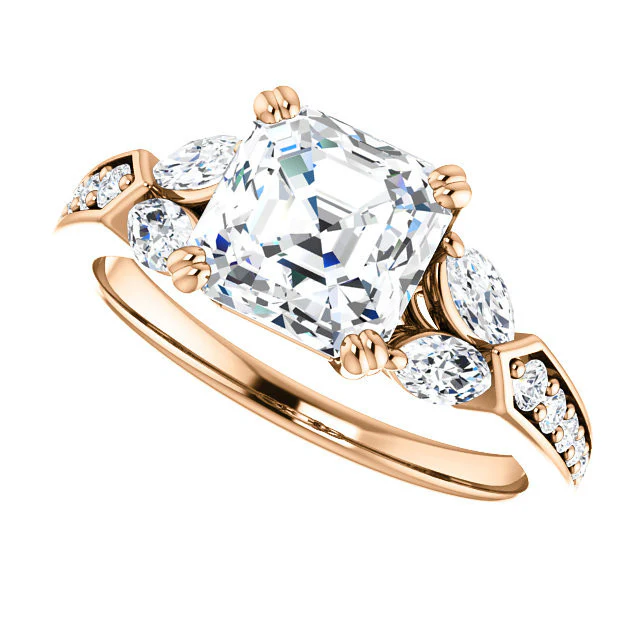 CZ Wedding Set, Style 038 feat The Rosalyn engagement ring (Customizable Round Channel) - Image 17