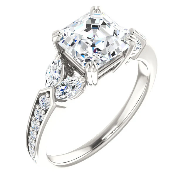 CZ Wedding Set, Style 038 feat The Rosalyn engagement ring (Customizable Round Channel) - Image 5