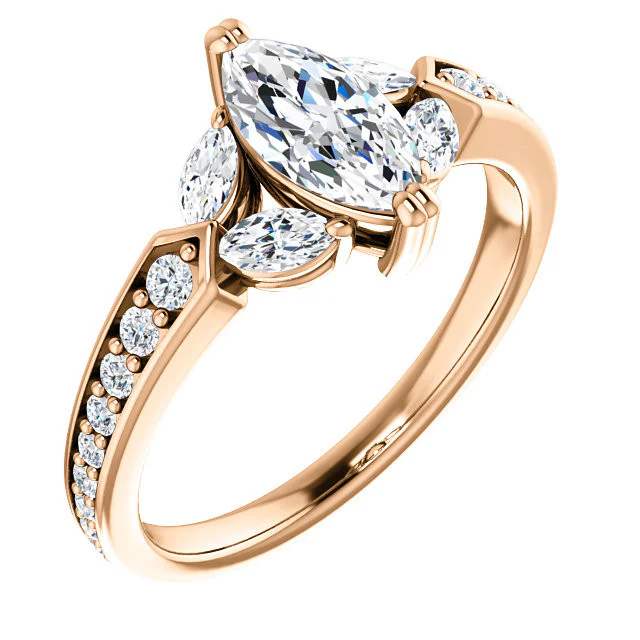 CZ Wedding Set, Style 038 feat The Rosalyn engagement ring (Customizable Round Channel) - Image 6