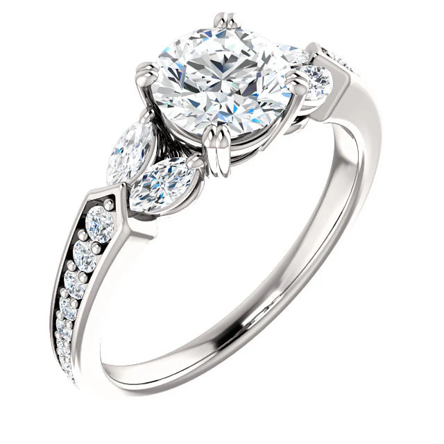 CZ Wedding Set, Style 038 feat The Rosalyn engagement ring (Customizable Round Channel) - Image 7