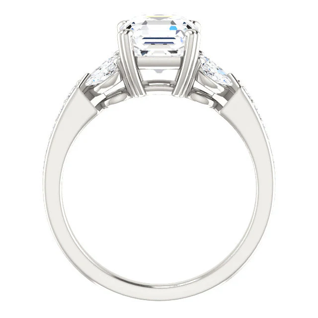 CZ Wedding Set, Style 038 feat The Rosalyn engagement ring (Customizable Round Channel) - Image 9