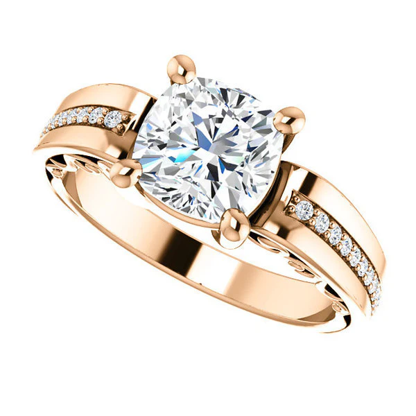 CZ Wedding Set, Style 03-92 feat The Catherine Engagement Ring (Customizable Vented Prong Accents) - Image 10