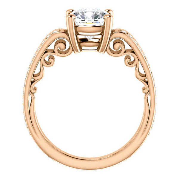 CZ Wedding Set, Style 03-92 feat The Catherine Engagement Ring (Customizable Vented Prong Accents) - Image 6