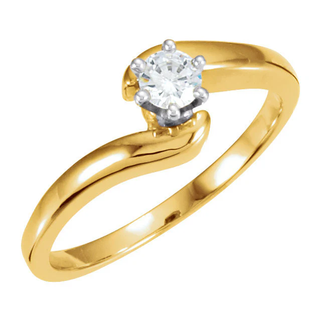 CZ Wedding Set, Style 040 feat The Julie Engagement Ring (Customizable Modern Style Solitaire with Bypass Band) - Image 4