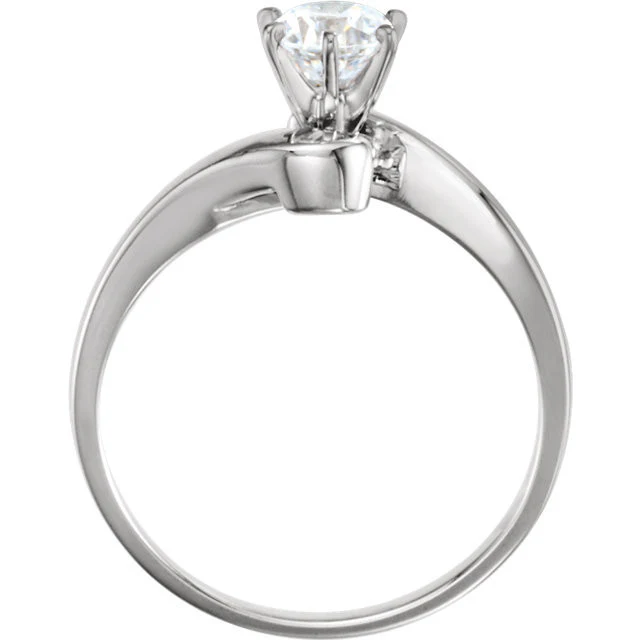 CZ Wedding Set, Style 040 feat The Julie Engagement Ring (Customizable Modern Style Solitaire with Bypass Band) - Image 6