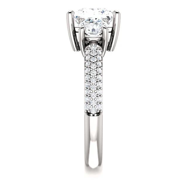 CZ Wedding Set, Style 05-24 feat The Nicole Engagement Ring (Customizable Three-Stone with Round Pave Accents) - Image 11