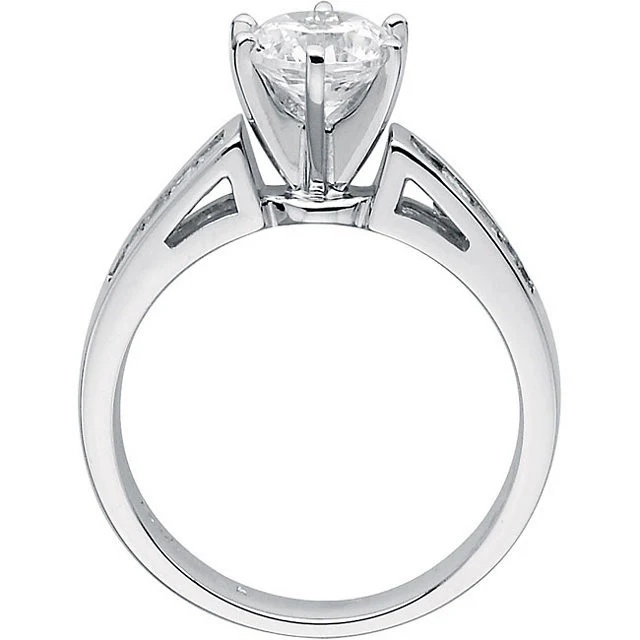 CZ Wedding Set, Style 05-11 feat The Rochelle Engagement Ring (Customizable Baguette Channel) - Image 5